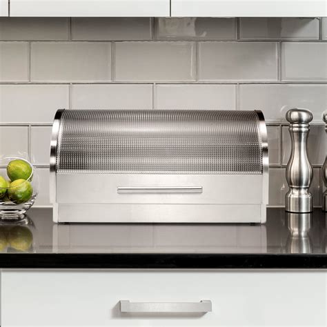 oggi roll top bread box stainless steel|large stainless steel bread box.